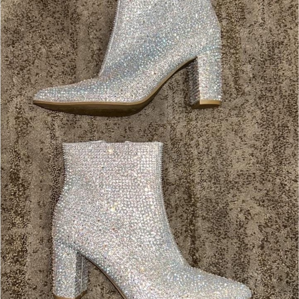 Shimmering Silver Ankle Booties